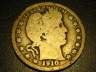 1910-P 90% Silver Barber Quarter Good ^^^^^