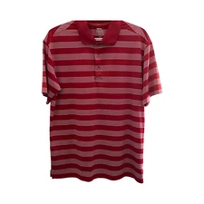 Slazenger Golf Men’s Polo Red Stripe Short Sleeve Size Medium 100% Polyester.