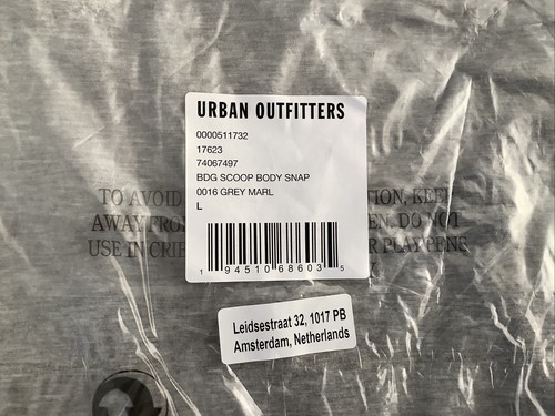 BDG Brand New Grey Marl Scoop Body Snap Size L Sealed with lable R.R.P £26.00 - Afbeelding 4 van 5
