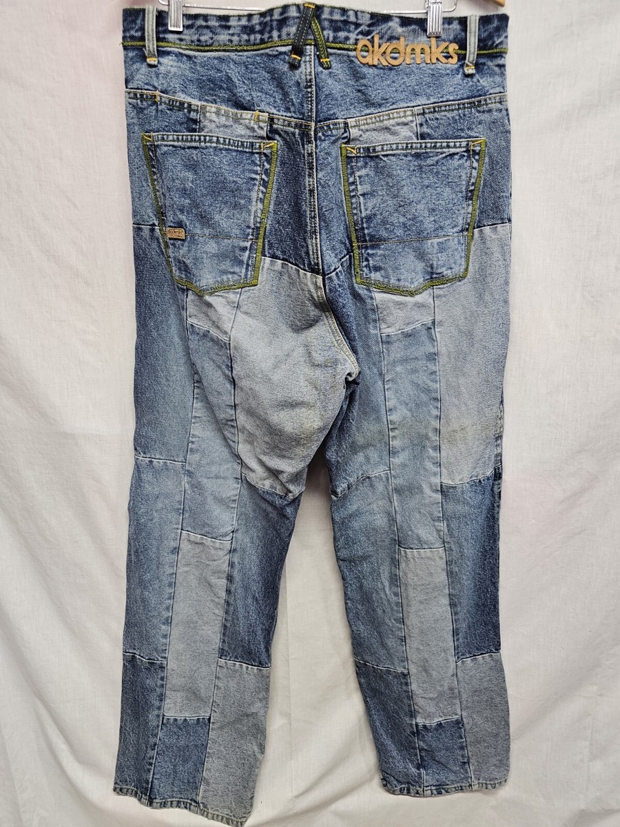 vtg Akademiks Mens Jeans Size 36 Patchwork Patches Blue Denim | eBay