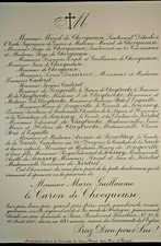 CARON DE CHOCQUEUSE Kerdrel Claybrooke FAIRE PART Dessirier Soussay Cadoret 1910