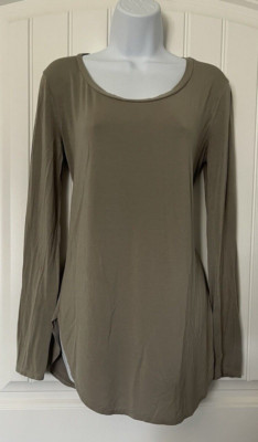 Emmas Closet Womens Green Small Long Sleeve Shirt Lightweight Stretchy Blouse