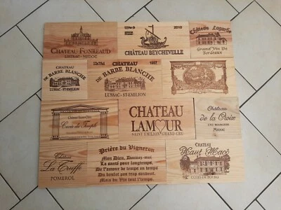 Lot de 12 estampes bois façades caisse vin - Photo 1/4