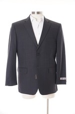 Jones New York Classic Fit Charcoal Pinstriped 2 Button 100 Wool Blazer