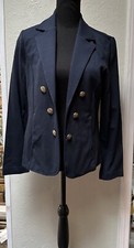 Tommy Hilfiger Women's Navy Blue Double Pocket Casual Sport Blazer Coat Size S