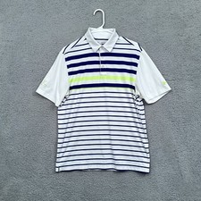 Under Armour HeatGear Mens Medium Blue Striped Golf Polo Shirt Short Sleeve