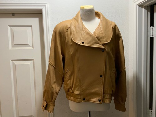 LNR La Nouvelle Renaissance Womens Leather Jacket Size M Brown Button up - Picture 3 of 16