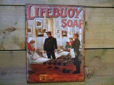 40 cm Lifebuoy Soap Metal Sign Vintage Style Picture Plaque  Steel Wall War Army
