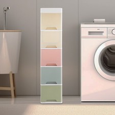 Narrow Floor Bathroom Storage Cabinet with Slide Out Drawers for Small Space