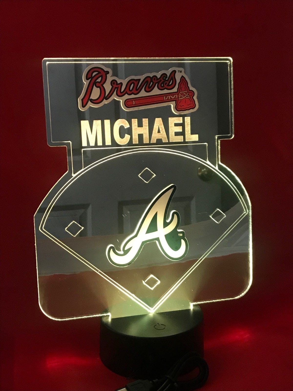 Atlanta Braves MLB Baseball Mirror Stadium Light Up Lamp LED Remote ...