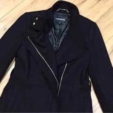 Express Black Peacoat Pea Coat Jacket Winter Wool Small Luxury Preppy Career