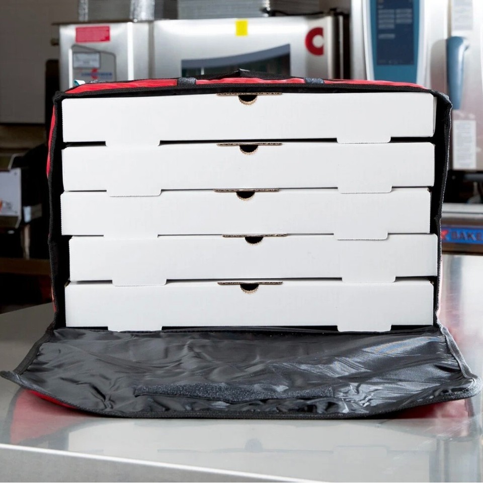Insulated Pizza Delivery Bag – Holds 6x16" Or 5x18" Pizzas, 20x20x12", Red