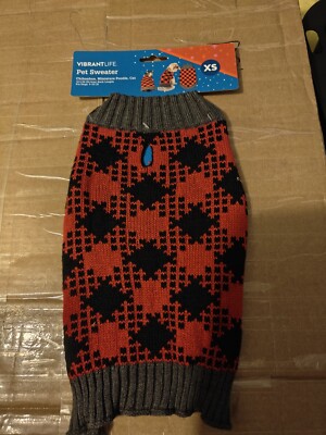 YT2- Vibrant Life Buffalo Plaid Dog Sweater Black and Red Size XS among Labrador