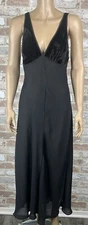 VINTAGE VAL MODE Lingerie ￼Velvet Chiffon Long NIGHTGOWN Black M 60’s
