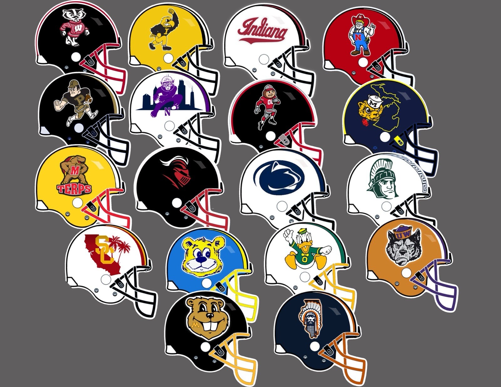 Big Ten NCAA Mini Football Helmet Sticker Collection