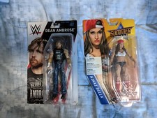 Lot of 2 WWE Mattel Basics 87 Dean Ambrose. Nikki Bella SummerSlam figures. 