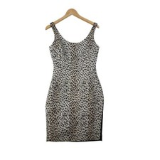Diane von Furstenberg Bodycon Dress Leopard Print Sleeveless Mini Size 6