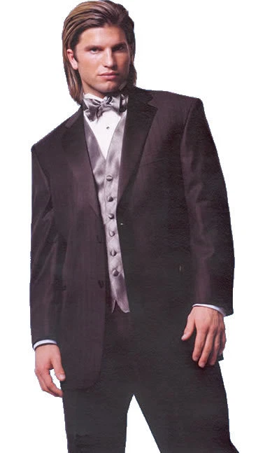 BLACK PERRY ELLIS STERLING TUXEDO Jacket with Pant Option Subtle Stripe - Image 2 of 4