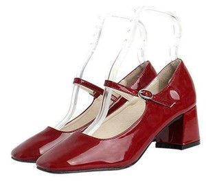 Womens Retro Mary Jane Square Toe Patent Leather Block Heels Ankle Strap Shoes | eBay