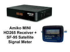 Amiko MINI HD265 DVB-S2 H.265 HEVC FTA RECEIVER + SF-95 Satellite Signal Meter