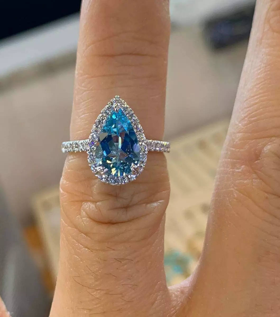 Aquamarine store diamond rings