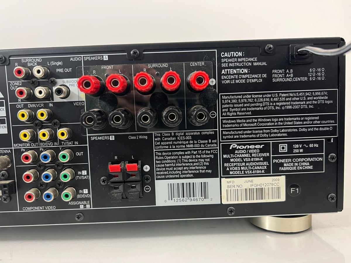 Pioneer VSX-819H-K 120-V Dolby TrueHD Multi Channel Audio Pioneer VSX-819H-K 120-V Dolby TrueHD Multi Channel Audio