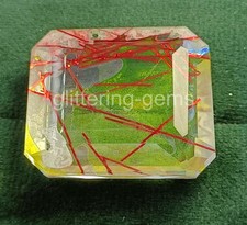 126.15 Ct Natural Emerald Cut Bi-Color Quartz Rutilated IGL Certified Gems 5ADE