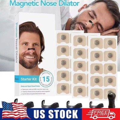15 Pairs Magnetic Nasal Breathing Nose Dilators Kit Nasal Strips Nasal Clip