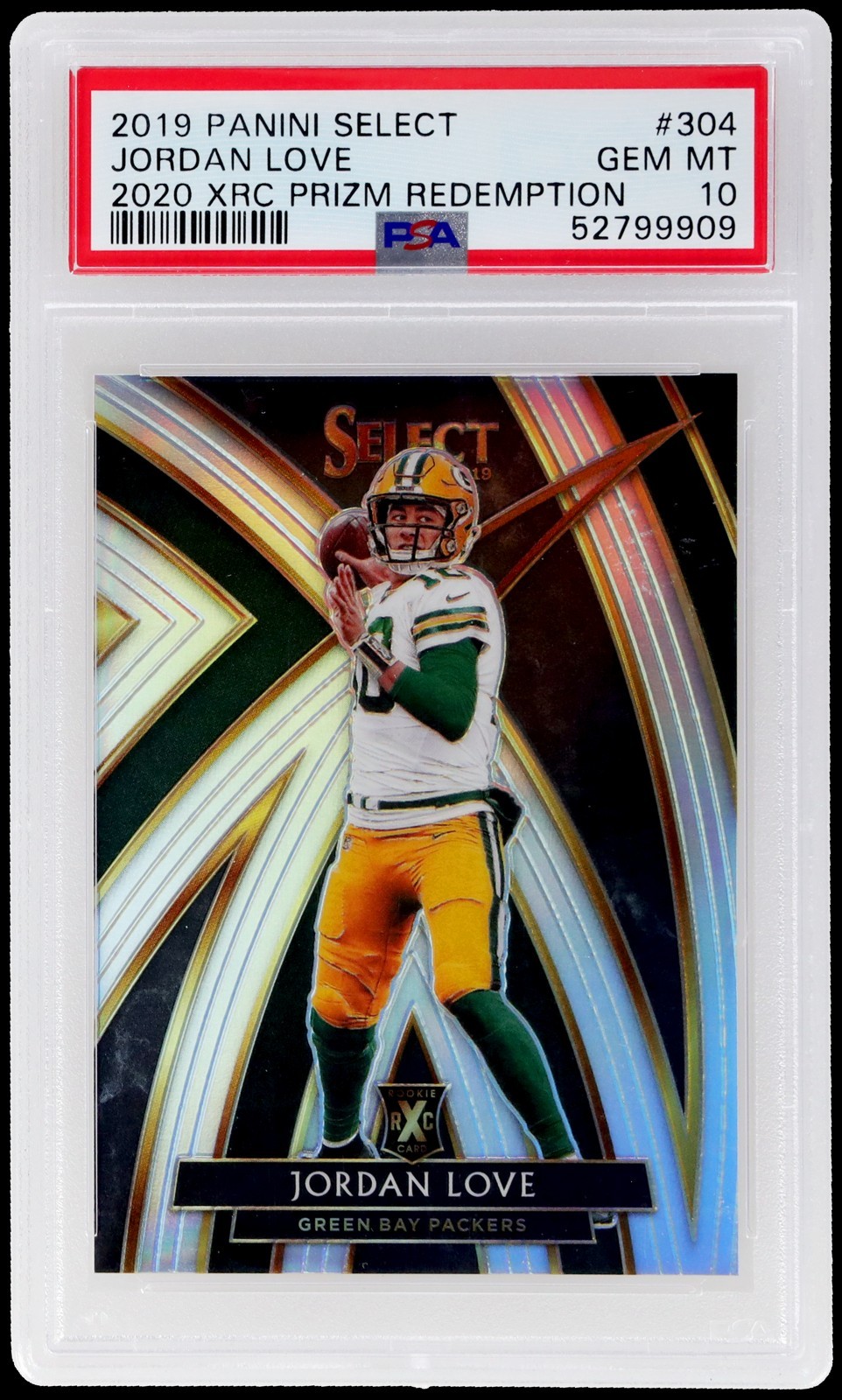 2019 Panini Select Jordan Love #304B PSA 10 2020 Xrc Prizm Redemption Football