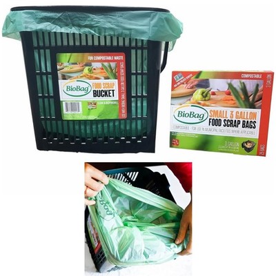 Countertop Kitchen Compost Bin & 25 Count 3-Gallon Certified Compostable Bags...