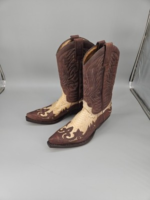 Sendra 3241 python boots brown Western Cowboy Size 8.5 Leather Handmade