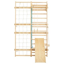8 - in - 1 12 - Level Solid Wood Wall Gym with Climbing Board, Rings, Pull - Up