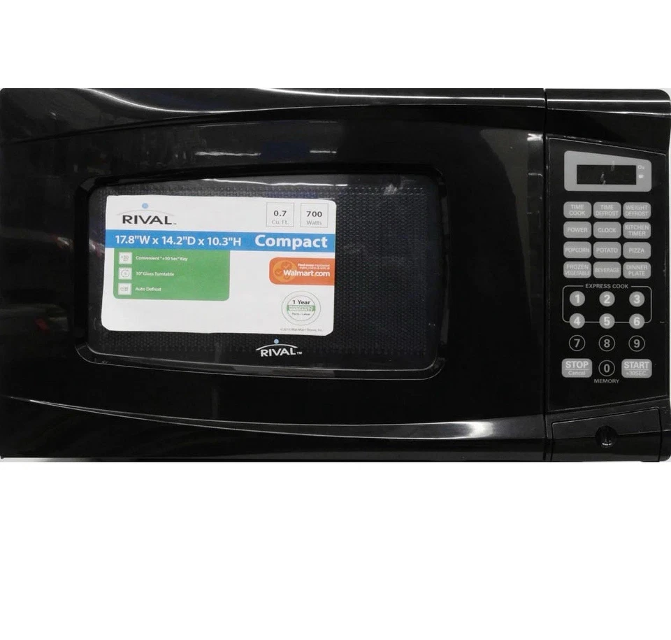 Rival 0,7 pés cúbicos Micro-ondas digital pés (preto, 700W) - Imagem 2 de 4