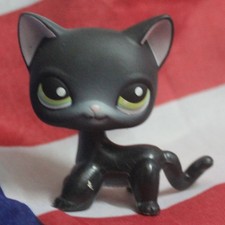 Littlest Pet Shop Short Hair Pink Ears Black Cat Kitty LPS 336 Kitten New
