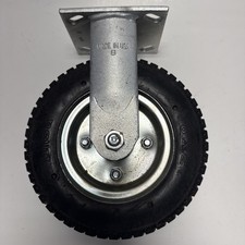Plate Caster 8" Wheel, Fixed, Medium Duty, Solid Rubber Wheel, Made in USA