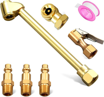 6PCS Heavy Duty Brass Air Chuck Set,1/4'' Closed Ball Air Chuck & 1/4 Inch Female