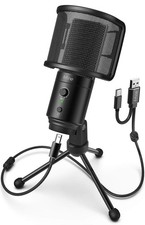 FIFINE USB Desktop PC Microphone with Pop Filter for Computer and Mac
