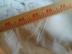 105 in x 70in vintage ivory tablecloth with needle lace & filet lace border — photo 4
