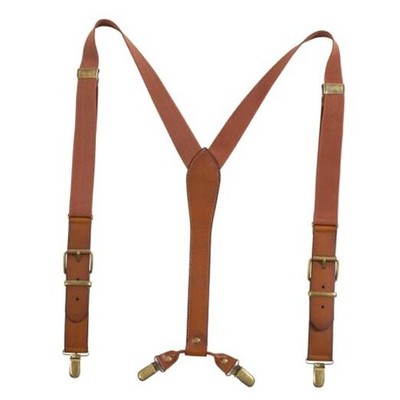 UPSONG Leather Suspenders for Men Adjustable Braces with 4 Strong Brown 02