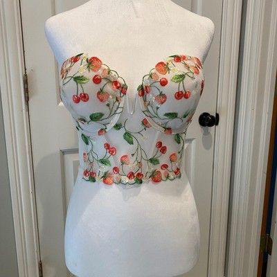New! Victoria's Secret strawberry embroidered corset top bustier