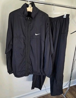 Vintage Nike Agassi Tracksuit Jacket Pants Mens 2XL Black Tennis 2 Piece