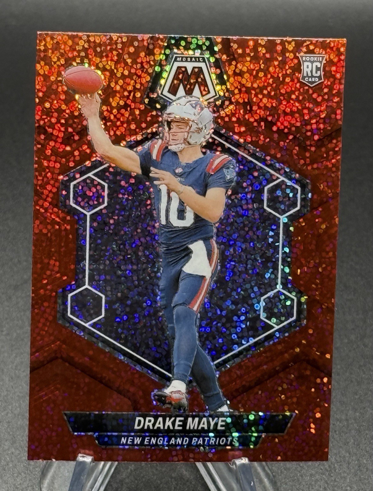 2024 Drake Maye Mosaic Red Sparkle RC New England Patriots SP #303