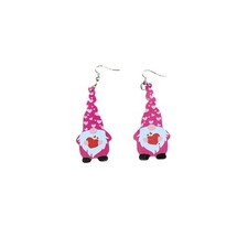 Valentine Gnome Earrings   Faux Leather   Heart Gift   Cute Holiday Jewelry