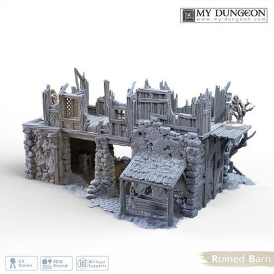 Ruined Harlan Grey-Eye's Barn 28mm Terrain Gelände Fantasy Tabletop