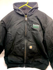 Carhartt Active Black Hooded Full Zip USA J131 Jacket Distressed SZ 2XL TALL