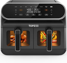 8 Quart Large Air Fryer - Dual Basket Airfryer with Easy View Windows, Preheat,