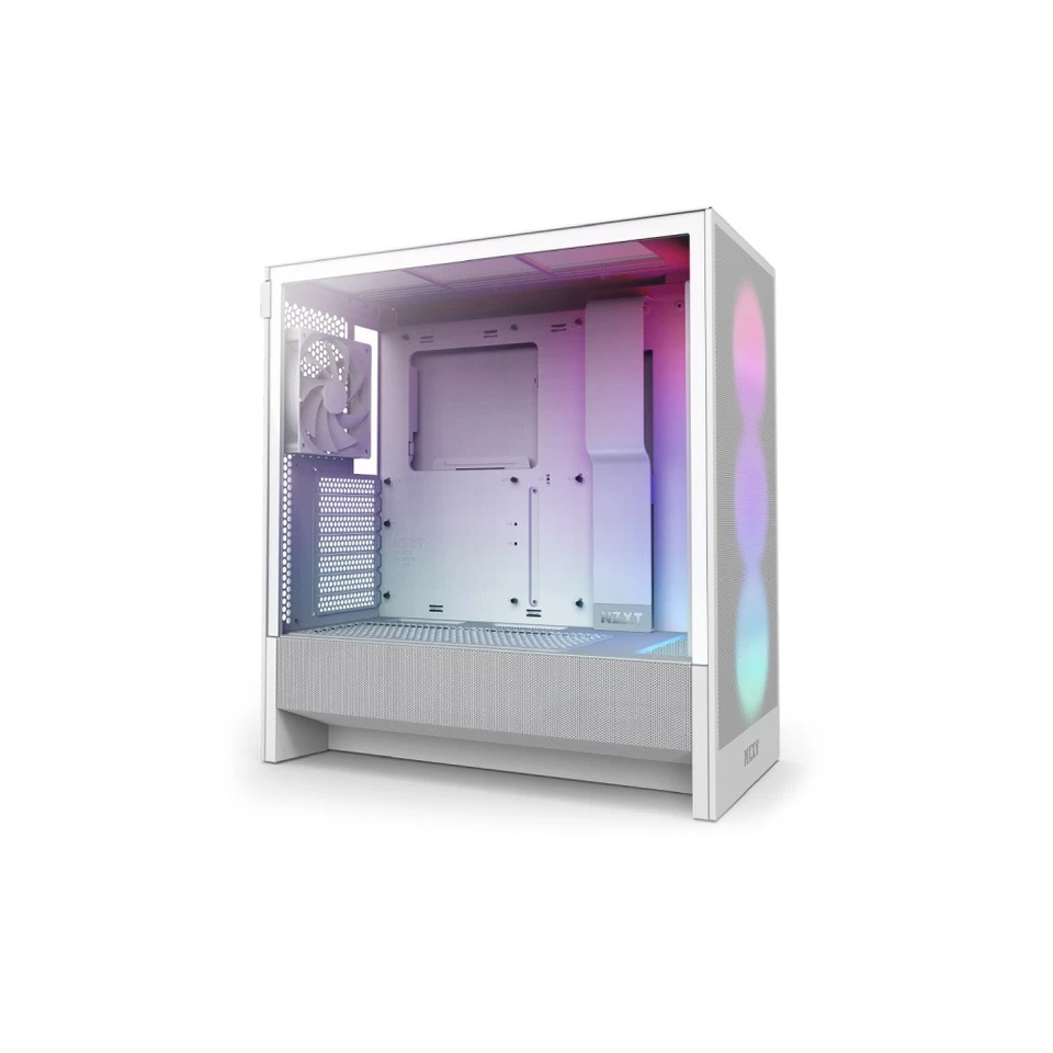 NZXT H5 Flow RGB Tempered Glass Mid Tower Gaming PC Case - White - Image 3 of 4