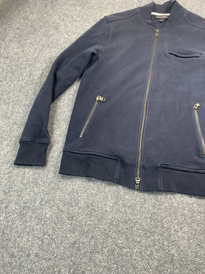 Suéter Banana Republic Para Hombre Medio Azul Cremallera Completa Bolsillos en el Cuello Simulado Foto 2 de 4