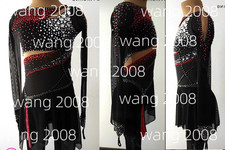 Ice Figure Skating Dress Rhythmic Gymnastics Twirling Competition black