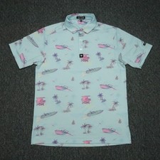 Bad Birdie Shirt Men Small Blue Yacht Rock Performance Polo Short Sleeve Golf